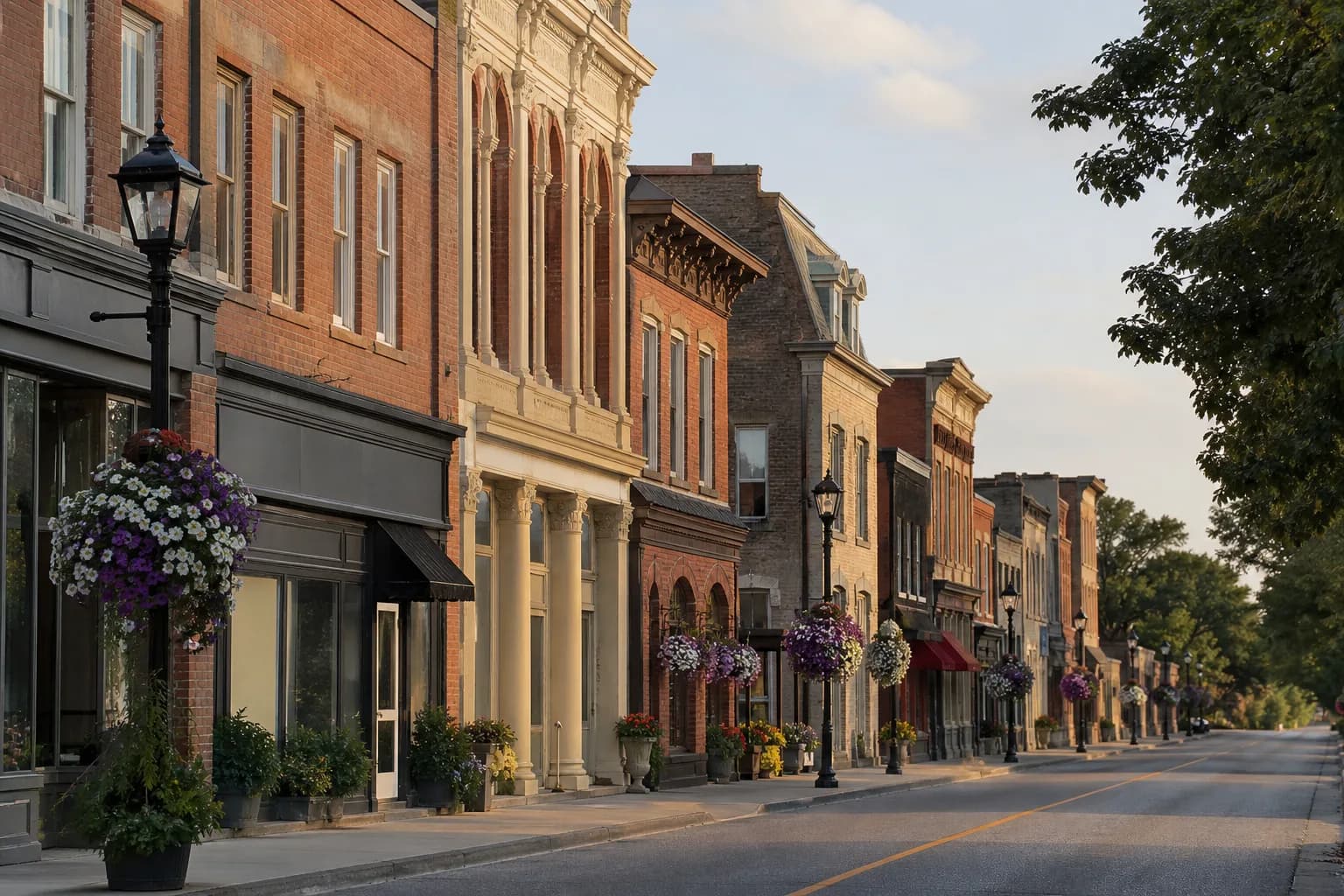 Georgetown Main Street boutiques and cafés near Arbourview, illustrating small-town living in Halton Hills